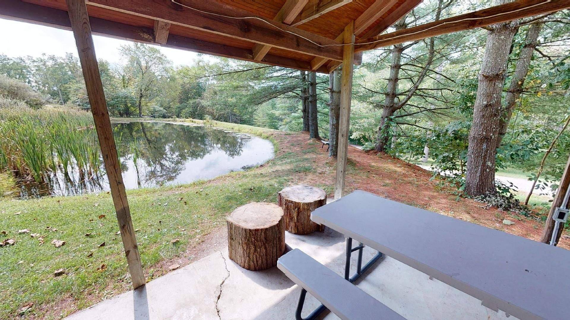 The picnic shelter at Bear Run, looking out over one of the stocked ponds